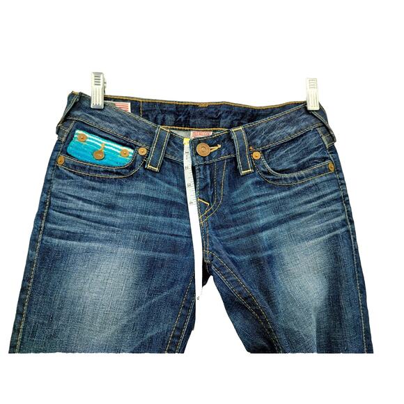 True Religion Women's Faded Denim Jeans Size 25 Straight Leg Color Blue - Picture 3 of 11